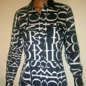 Micheal Kors Black and White Button Down Shirt 6